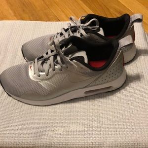 Silver and gray sneakers